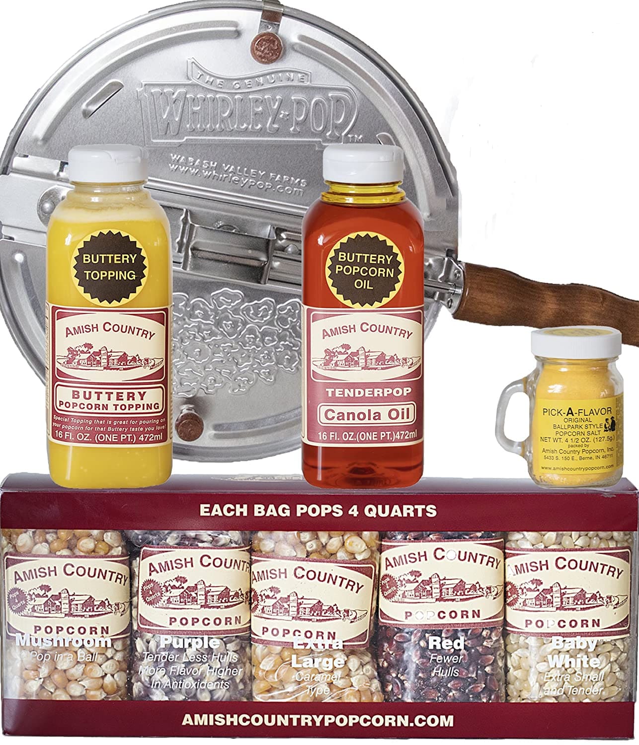 Amish Country 6 Quart Whirley Pop Stovetop Popcorn 